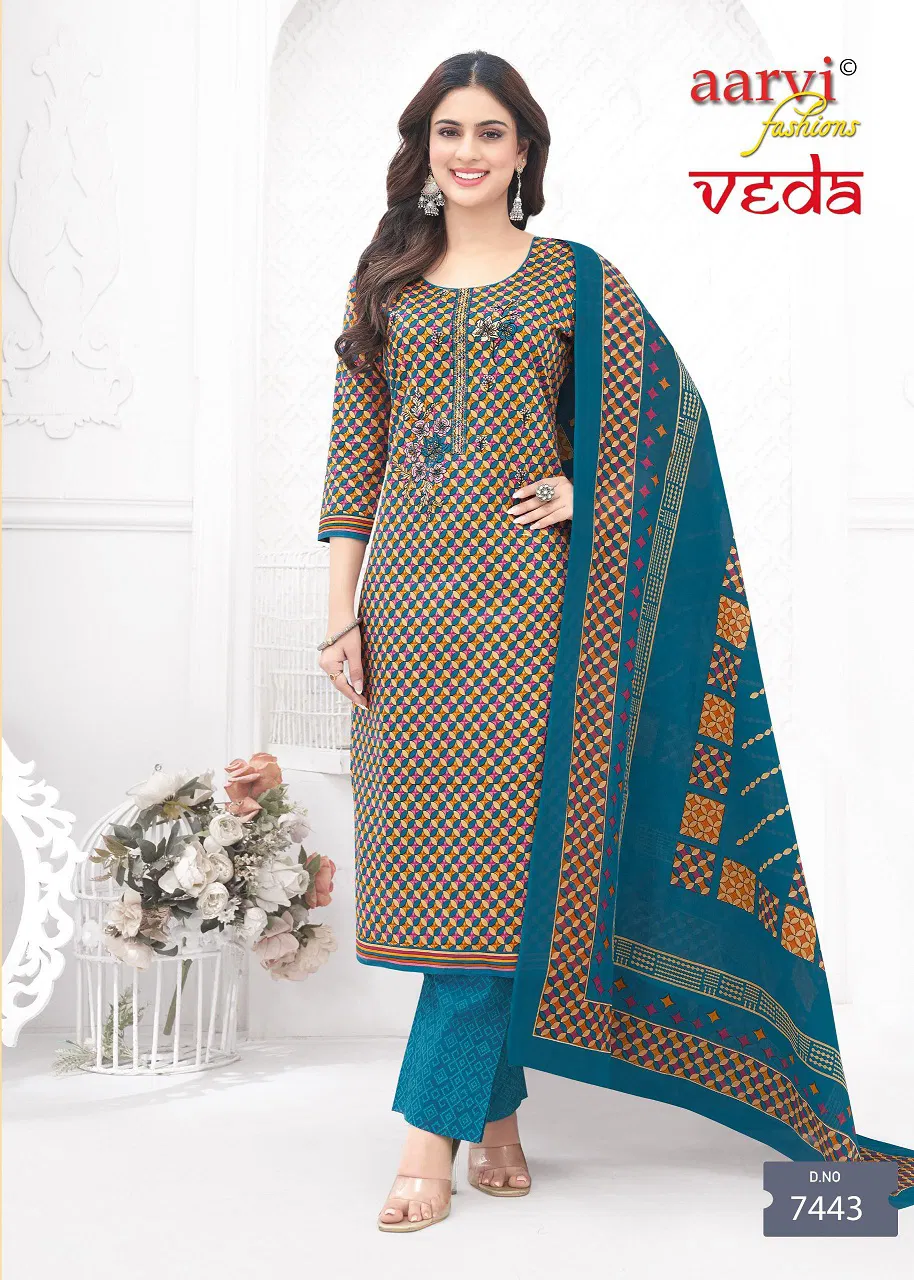 Veda Vol 1 By Aarvi Cotton Printed Kurti With Bottom Dupatta Online Wholesale